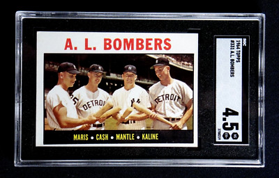 AL BOMBERS 1964 TOPPS BASEBALL CARD #331 SGC GRADED 4.5 VG/EX+ MANTLE MARIS +