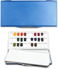 Mijello Fusion 33-Well Airtight/Leakproof Palette for Watercolor Paints, Blue