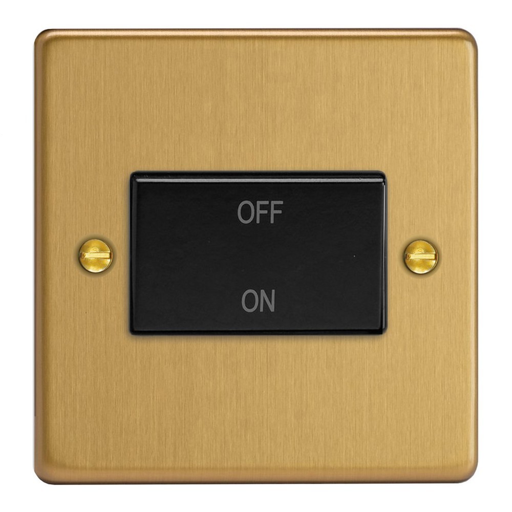 Varilight 10A 3-Pole Fan Isolating Switch in Brushed Brass