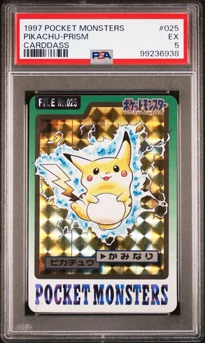 1997 POCKET MONSTERS CARDDASS #025 PIKACHU-PRISM PSA 5 Pokemon Slab