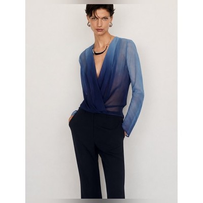 NWT Mango Sheer Blue Gradient Blouse