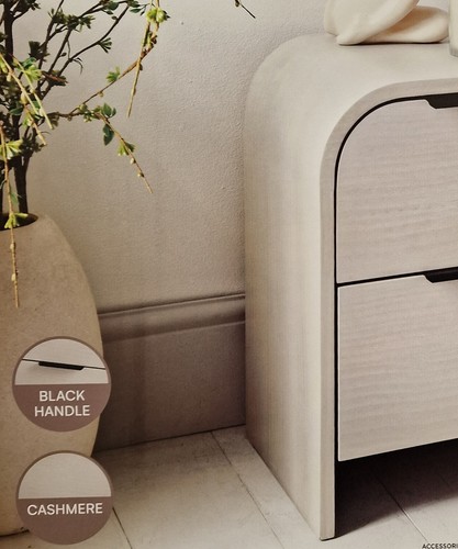 New 2 Drawer Curved Bedside Table Pine Wood Nightstand & Metal Handle Furniture - Picture 3 of 3