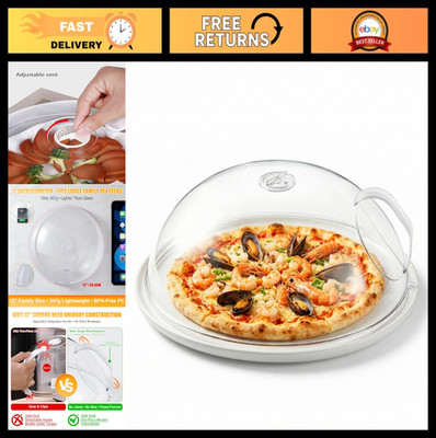Large 12'' Microwave Splatter Cover - Clear Splash Guard with Handle, BPA-Free Ki