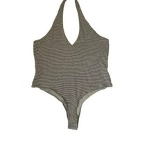 Avec Les Filles Striped Gray Bodysuit Size L