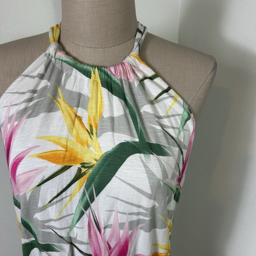 198 $ Neu mit Etikett Tommy Bahama Maxikleid tropisch Blumen Resort Urlaub Viskose XL - Bild 7 von 10