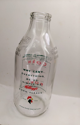 Vintage Unigate Dairy 1Pt Milchflasche Werbung Kellogs Corn Flakes LT24768-SP