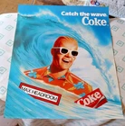 Vintage 1986 Max Headroom Coke Coca-Cola 14x17 Poster Catch The Wave NOS Ocean