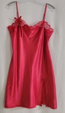 VINTAGE Victorias Secret Slip Dress Womens M Red Mini Cami Lace Coquette Y2K