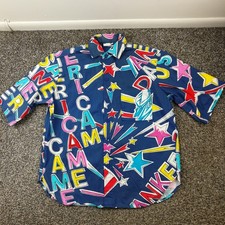 Vintage Jams World Surf Line Shirt Mens Medium Button Up USA America Patriotic