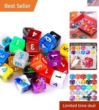 25 Pieces Colored Dice 6 Sided Dice Set, 6 Sided Standard Dices with Black Draws