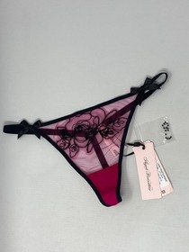 Agent Provocateur Lindie Fuchsia Black Thong AP2 Small NWT $160