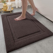 Ultra Soft Bathroom Rugs Non Slip with Rubber Backing, Absorbent Washable Bat...