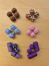 T M Lewin Women Men CuffLinks Rope Ball Knot Braided Elasticated VGC Rarely Used
