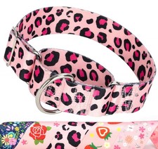 Leopard Wide Martingale Collar for Medium Large XL Dogs Pink Leopard,M M...