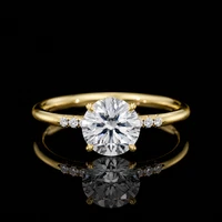Round Moissanite Engagement Ring 925 Sterling Silver Pave Accent Promise Ring