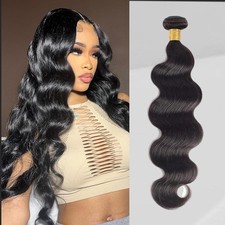 20" 12A Brazilian Body Wave Human Hair Bundles, Natural Black