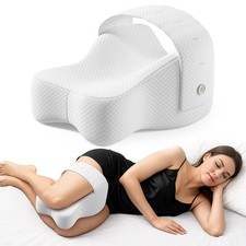 Knee Pillow for Side Sleepers, Large Comfortable Memory Foam Leg White
