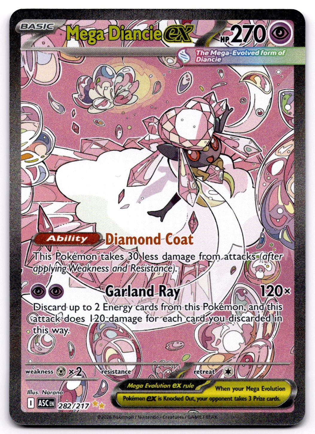 Mega Diancie ex 282/217 ME Ascended Heroes Special Illustration Rare Pokemon NM