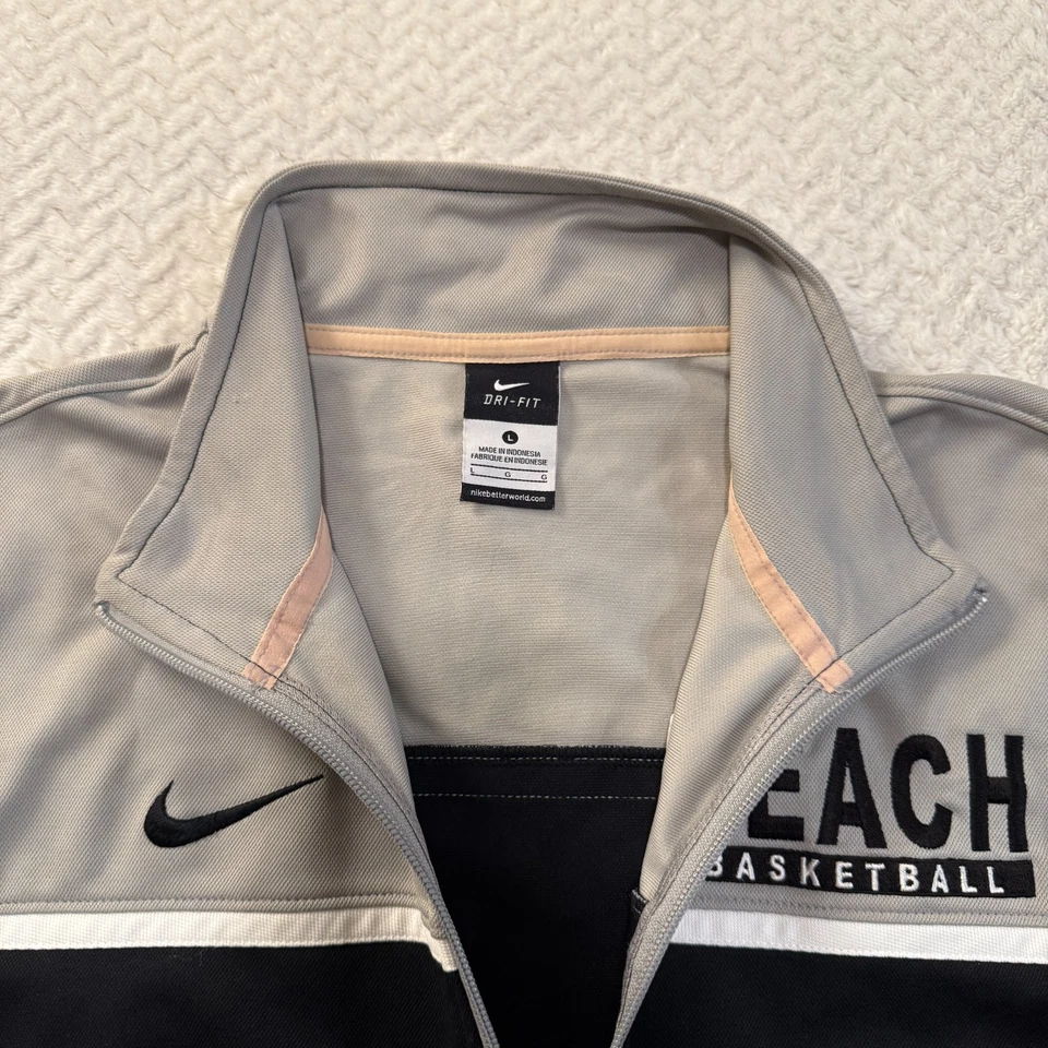 Nike Long Beach баскетбол разминка куртка 2012 большой черный/серый полный молнии винтажный - Изображение 4 из 4