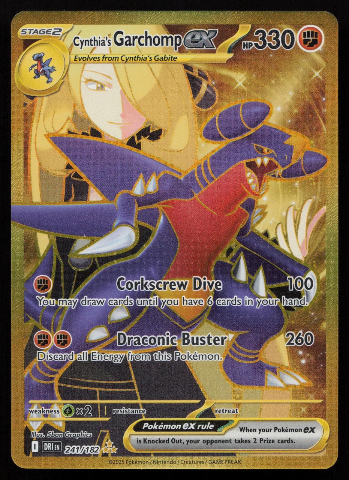 Cynthia's Garchomp ex 241/182 Hyper Rare Destined Rivals Pokemon English NM
