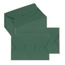 50 Pcs 4"x2.8" Gift Envelopes Cute Cards Holder with Heart Clasp Dark Green