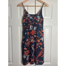 Express Womens Floral Tiered Mini Dress Navy Red XS