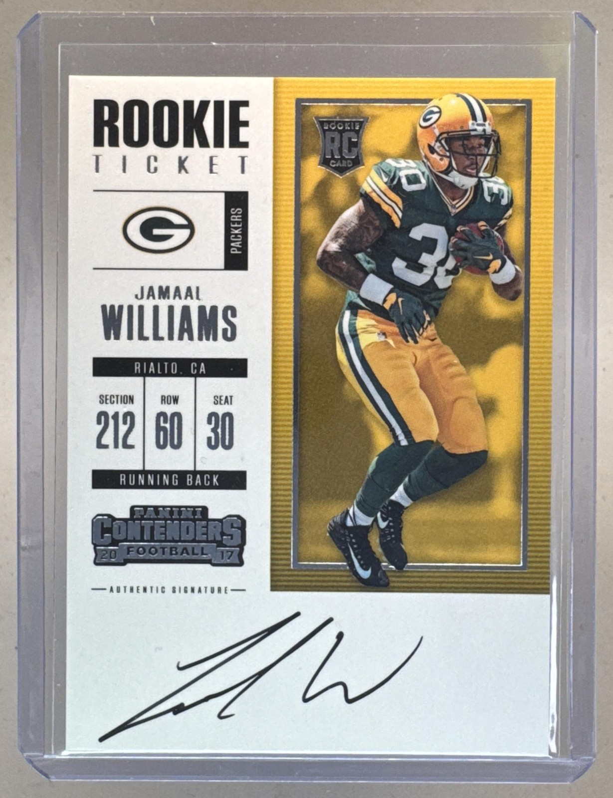 Jamaal Williams Panini Playoff Contenders Rookie Ticket Rps Autograph Preview Set #321 Base