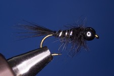 Fliegentom 3 pezzi Ninfa nero con ottone perla o tungsteno (Nymph)