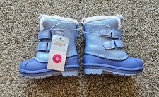 Cat Jack Toddler Girls / Unisex Powder Blue Faux Fur Lined Winter Snow Boots