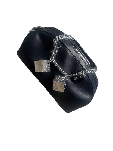 Christian Dior John Galliano Dice Y2K Black Leather Bag Handbag Purse Authentic