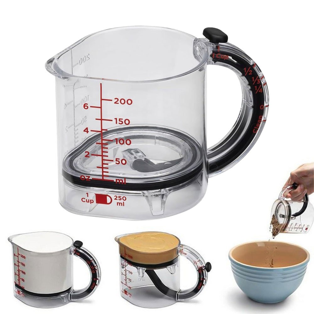 4-in-1 Adjustable Measuring Cup Measurement Versatility, 1/4 1/3 1/2 and 1