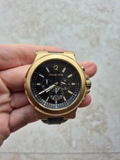 Orologio Cronografo Uomo Michael Kors MK8325 Tono Oro Cinturino Silicone Nero