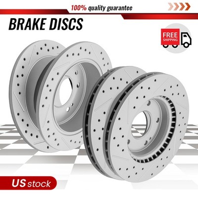 Front Rear Drilled Slotted Brake Rotors for 2007-2009 2010 Hyundai Elantra 2.0L