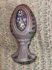 vintage Fenton Art Glass Egg Hand Painted Signed w sticker Floral 34/3000 MINT