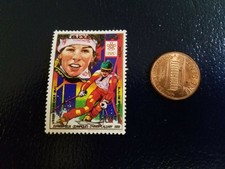 Vreni Schneider Downhill Skiing Calgary 1988 Olympic Republique De Guinee Stamp