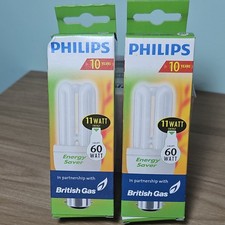 11w / 60 watt - Edison Bayonet Philips Light Bulb Energy Saving x 2