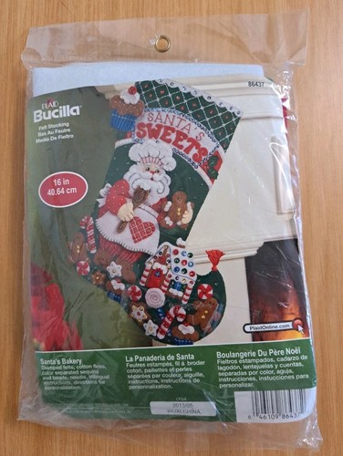 Bucilla Plaid 16" Christmas Stocking Kit Santa's Bakery Sweets #86437 From 2013 - Picture 1 of 9