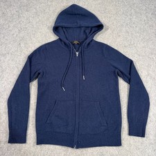 Quince True Navy Blue Mongolian Cashmere Full Zip-Up Hoodie Women's Size Small