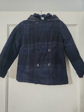 Jacadi Duffle Coat in Wool Fabric Removable Hood Size 5a/110cm Missing Button