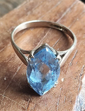 9ct Gold Ring LARGE Aquamarine Ring Hallmarked 9 Carat Yellow Gold Ring 3.58g