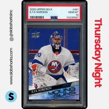 2020 UPPER DECK #461 ILYA SOROKIN YOUNG GUNS RC ROOKIE PSA 10