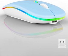 Wireless Bluetooth Mouse,LED Dual Mode Rechargeable Silent Slim Laptop Mouse,Por