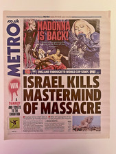 Madonna on U.K Metro Newspaper, The Celebration Tour London Cover Story
