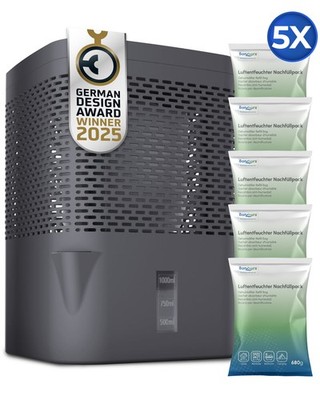 AirOne Bundle aus Luftentfeuchter ohne Strom und 5 x Granulat 680g