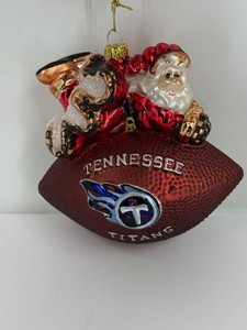 Vintage NFL Wilson Tennessee Titans Santa Football Christmas Holiday Ornament