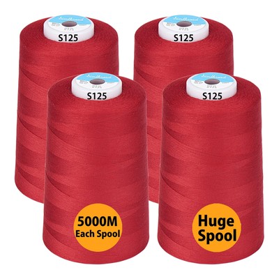 All Purpose Sewing Thread from 100% Spun Polyester for Serger, Overlock, Merr...