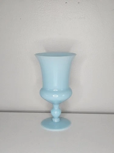 Vintage PORTIEUX VALLERYSTHAL Blue Opaline Milk Glass Goblet. Mint.