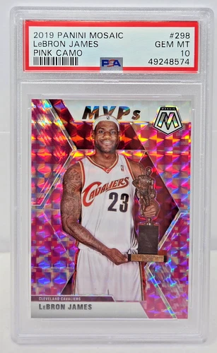 2019 Mosaic PINK CAMO REFRACTOR - LEBRON JAMES Basketball Card PSA 10 GEM MINT
