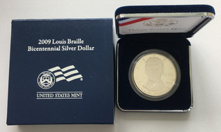 Künker: USA 1 Dollar 2009 Louis Braille Silber PP!