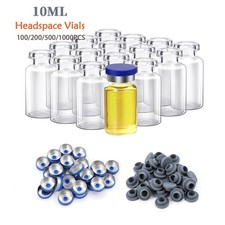 1000Pcs 10ml Clear Vials Glass Headspace Vials w/ Plastic-Aluminum Flip Off Caps